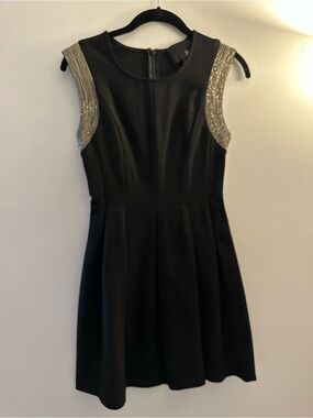 Kaii Black Mini Dress with Silver Detailed Shoulders